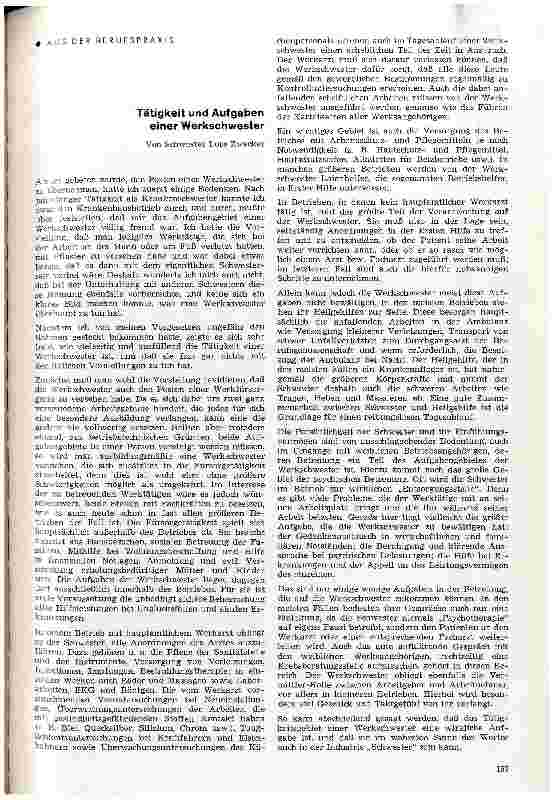 Vorschauseite 1: Tätigkeit und Aufgaben einer Werkschwester