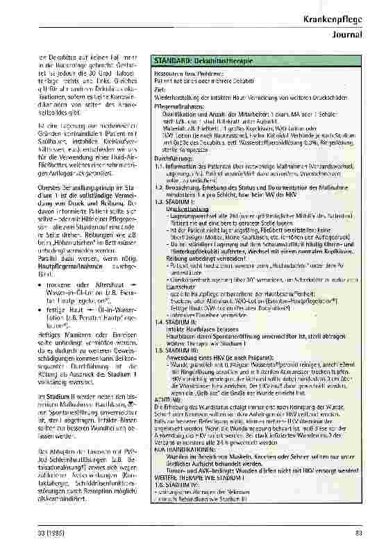 Vorschauseite 3: Beispiel einer Standardisierten Dekubitustherapie (Stadium I-III)