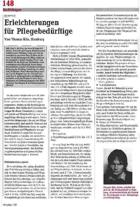 Vorschauseite 1: Erleichterungen für Pflegebedürftige