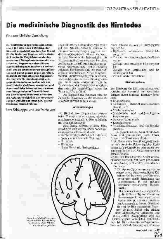 Vorschauseite 1: Die medizinische Diagnostik des Hirntodes Eine ausführliche Darstellung