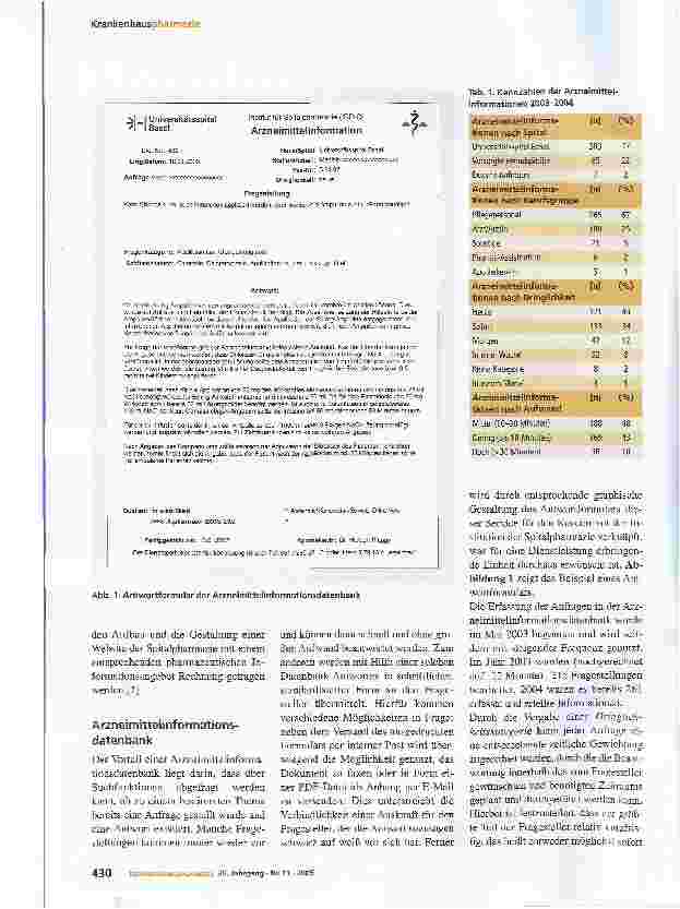 Vorschauseite 2: Arzneimittelinformation: eine Dienstleistung der Spitalapotheke