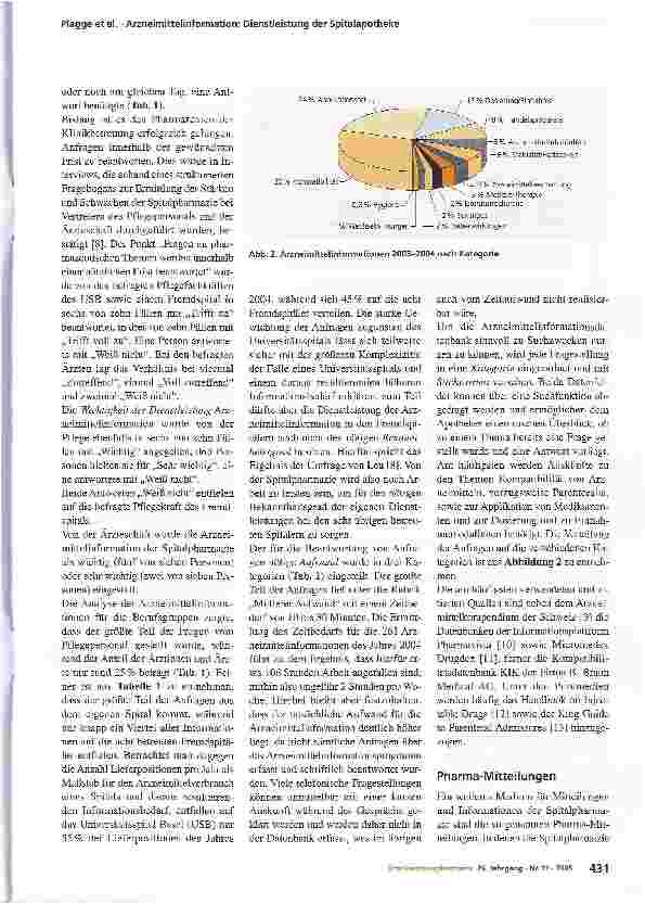 Vorschauseite 3: Arzneimittelinformation: eine Dienstleistung der Spitalapotheke