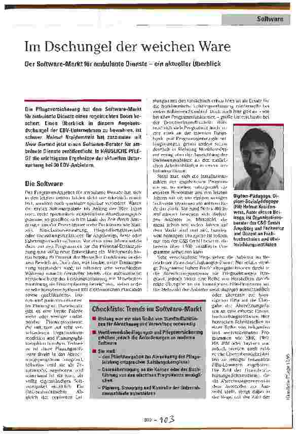 Vorschauseite 1: Im Dschungel der weichen Ware Der Software-Markt für ambulante Dienste - ein aktueller Überblick