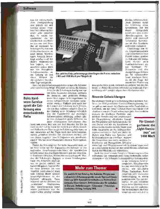 Vorschauseite 4: Im Dschungel der weichen Ware Der Software-Markt für ambulante Dienste - ein aktueller Überblick
