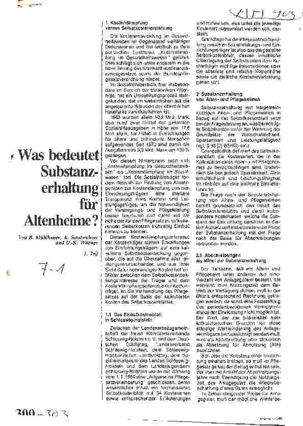 Vorschauseite 1: Was bedeutet Substanzerhaltung für Altenheime? 1.Teil