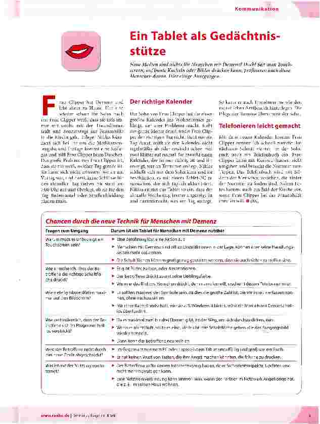 Vorschauseite 1: Ein Tablet als Gedächtnisstütze