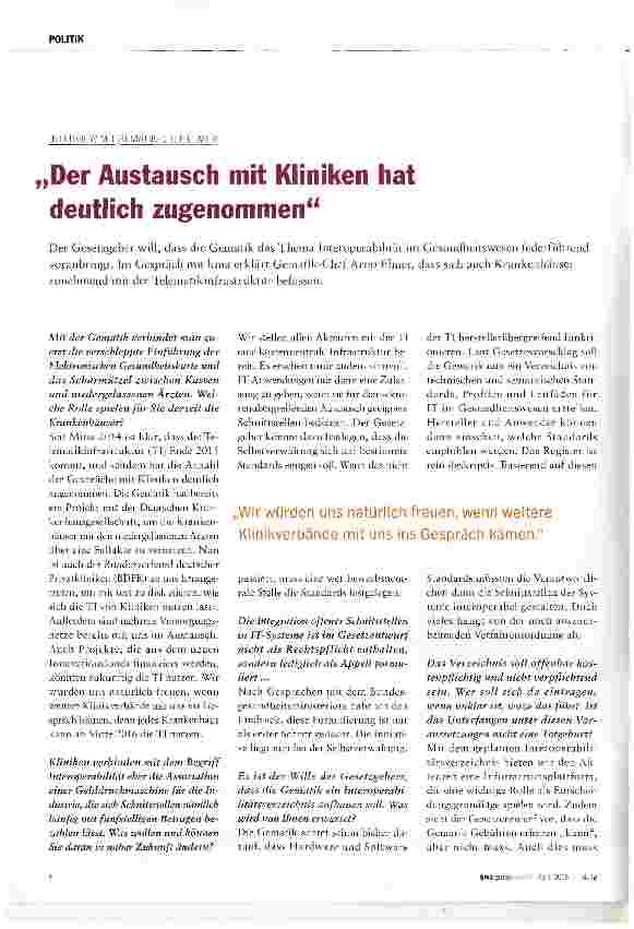 Vorschauseite 1: Der Austausch mit Kliniken hat deutlich zugenommen
