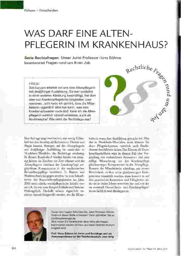 Vorschauseite 1: WAS DARF EINE ALTEN-PFLEGERIN IM KRANKENHAUS?