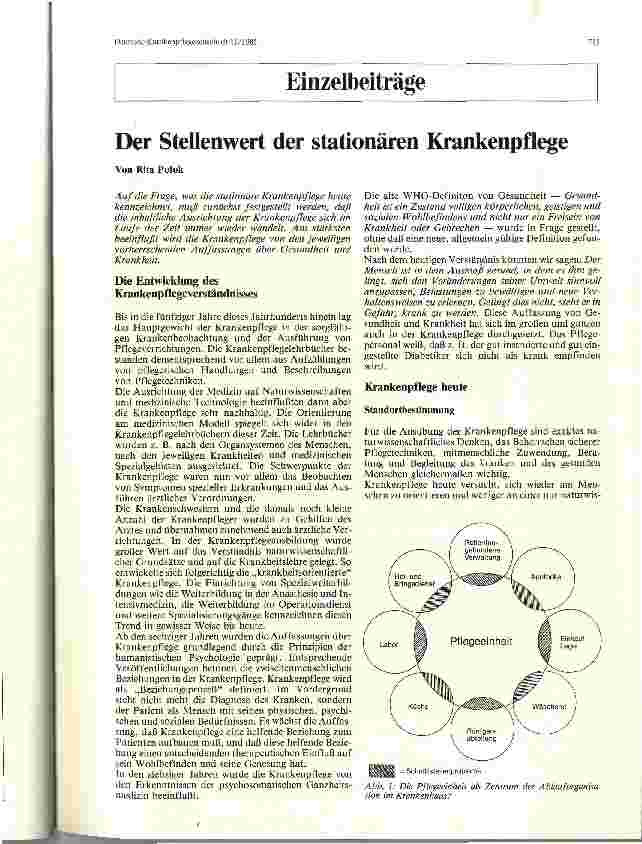 Vorschauseite 1: Der Stellenwert der stationären Krankenpflege