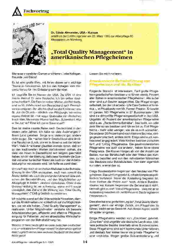 Vorschauseite 1: Total Quality Management in amerikanischen Pflegeheimen