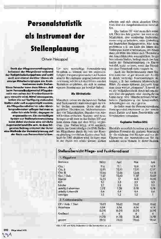 Vorschauseite 1: Personalstatistik als Instrument der Stellenplanung