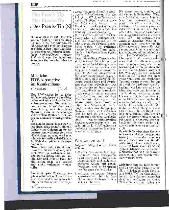 Vorschauseite 1: Mögliche EDV-Alternative im Krankenhaus