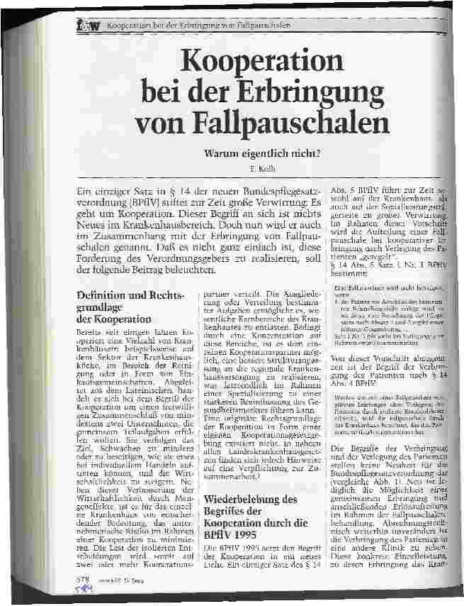 Vorschauseite 1: Kooperation bei der Erbringung von Fallpauschalen Warum eigentlich nicht?
