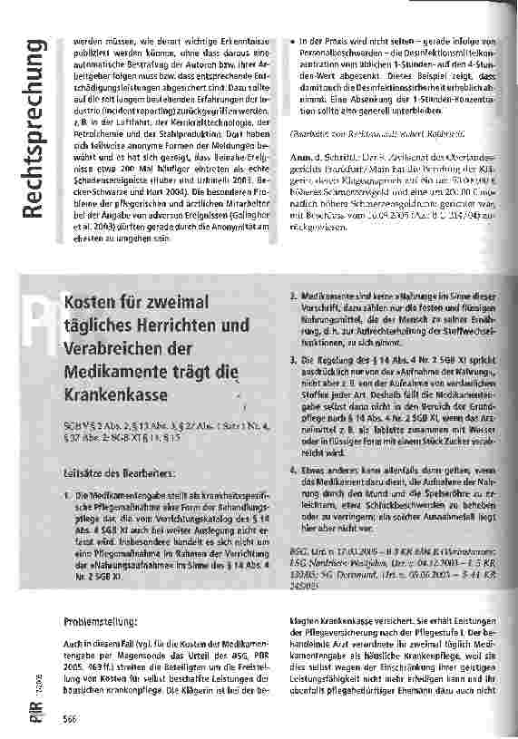 Vorschauseite 1: Kosten für zweimal tägliches Herrichten Verabreichen der Medikamente trägt die Krankenkasse