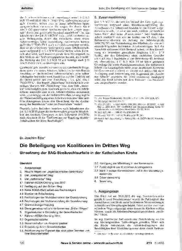 Vorschauseite 1: Die Beteiligung von Koalitionen im Dritten Weg