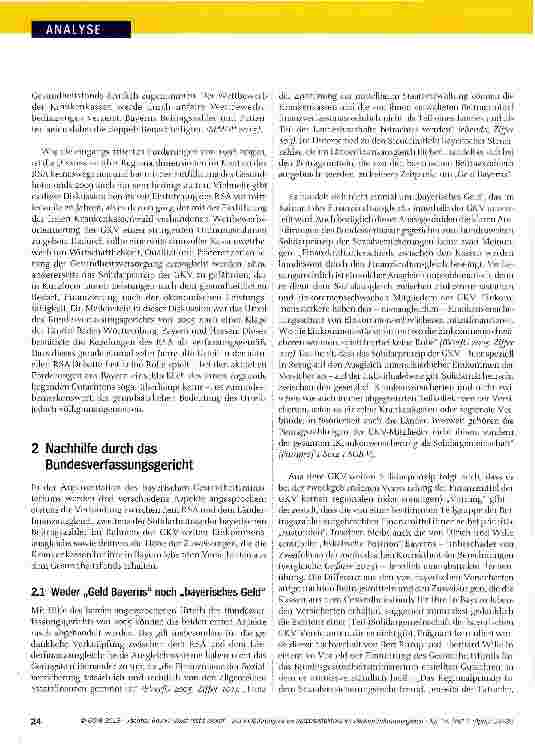 Vorschauseite 2: Bayern lässt nicht locker - Zur Einführung eines Regionalfaktors im Risikostrukturausgleich