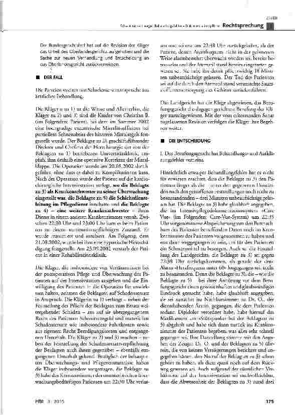 Vorschauseite 2: Schadensersatz wegen Behandlungsfehler -Dokumentationspflicht
