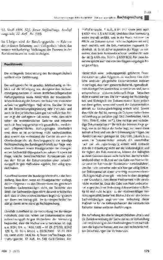 Vorschauseite 6: Schadensersatz wegen Behandlungsfehler -Dokumentationspflicht