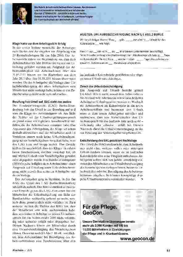 Vorschauseite 2: Stellenwechsel: Kein Anspruch auf doppelten Urlaub