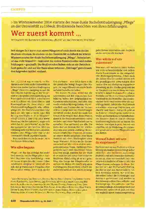 Vorschauseite 1: Wer zuerst kommt. ..