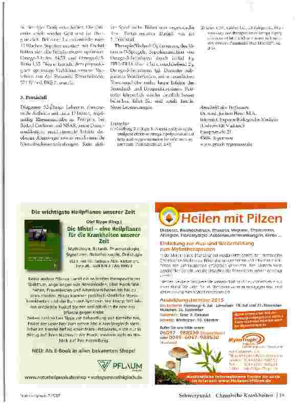 Vorschauseite 3: Rheuma Omega-6 und Omega-3 in die Waagschale geben