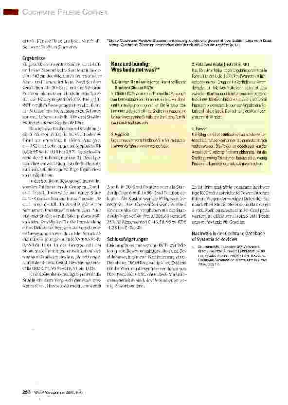 Vorschauseite 2: Cochrane Pflege Corner Bewegungsintervalle und Positionswechsel zur Verhinderung eines Dekubitus bei erwachsenen Patienten