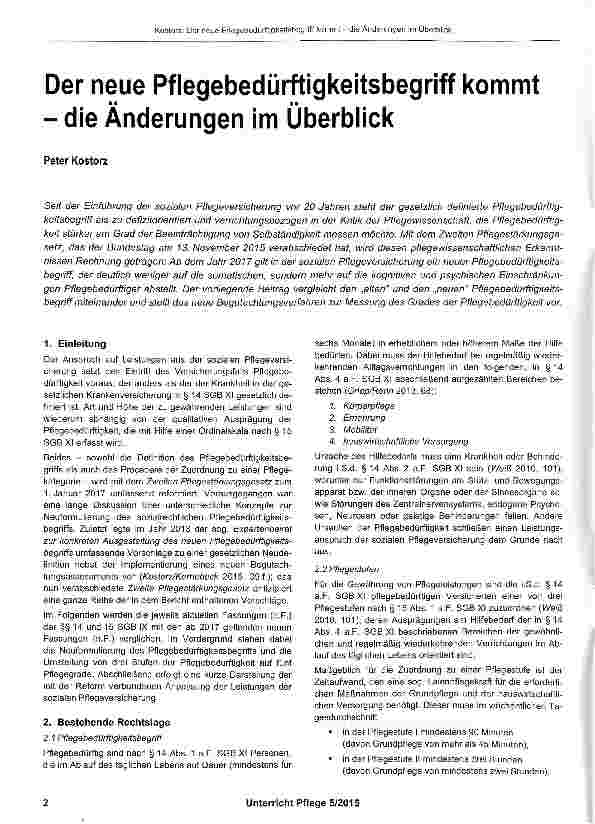 Vorschauseite 1: Der neue Pflegebedürftigkeitsbegriff kommt - die Änderungen im Überblick