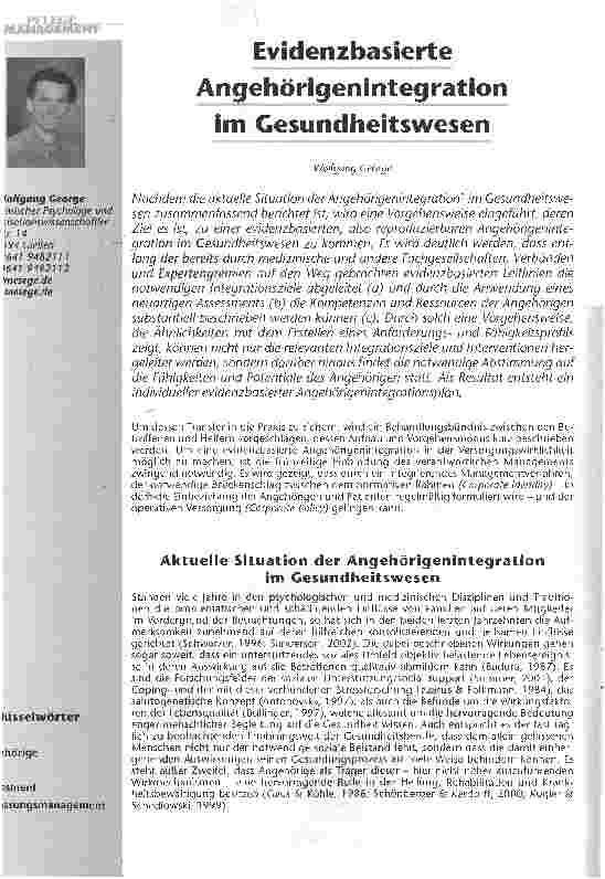 Vorschauseite 1: Evidenzbasierte Angehörigenintegrationim Gesundheitswesen