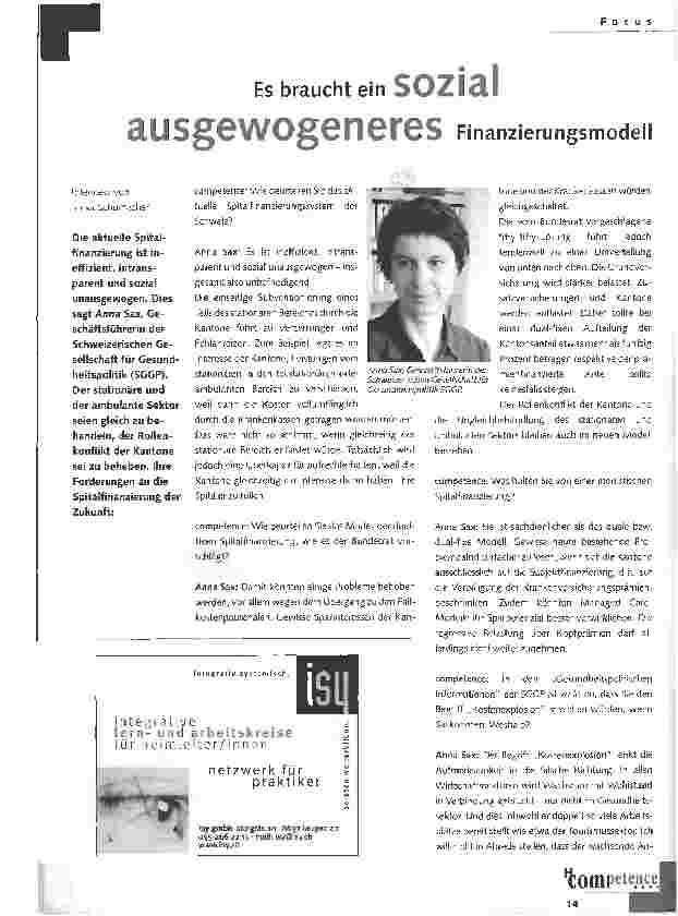 Vorschauseite 1: Es braucht ein sozial ausgewogenes Finanzierungsmodell