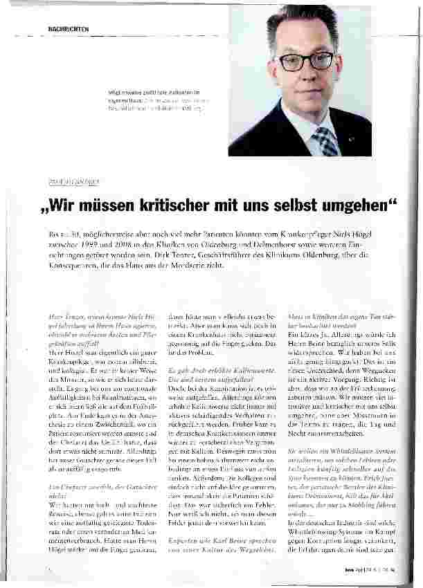 Vorschauseite 1: „Wir müssen kritischer mit uns selbst umgehen