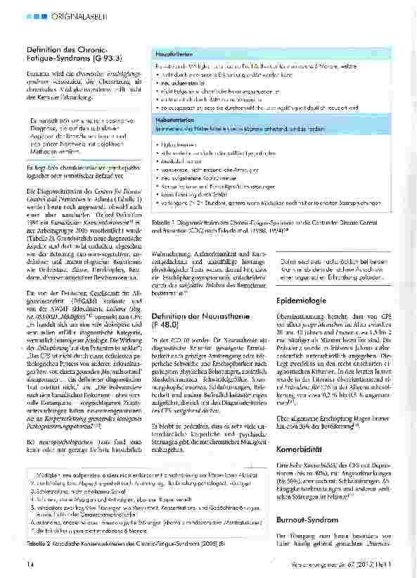 Vorschauseite 2: Begutachtung des chronischen Erschöpfungssyndroms