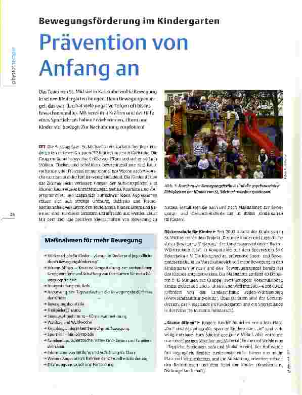 Vorschauseite 1: Bewegungsförderung im Kindergarten Prävention von Anfang an