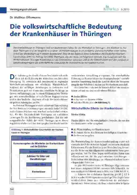 Vorschauseite 1: Die volkswirtschaftliche Bedeutung der Krankenhäuser in Thüringen