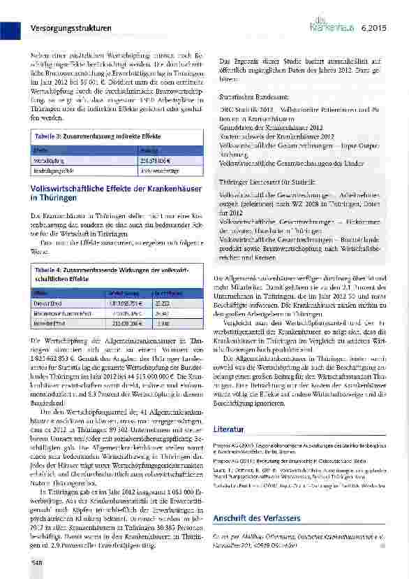 Vorschauseite 5: Die volkswirtschaftliche Bedeutung der Krankenhäuser in Thüringen