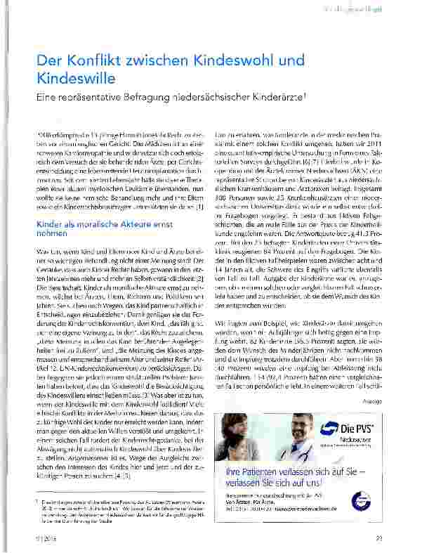 Vorschauseite 1: Der Konflikt zwischen Kindeswohl und Kindeswille