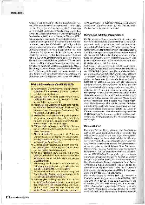 Vorschauseite 2: Risiko Krankenhaus - Was bringt die neue DINEN 15224?