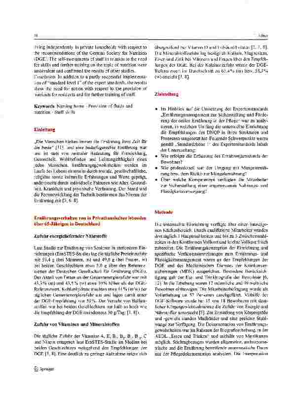 Vorschauseite 2: Umsetzung der „Standardebene 1 Pflegediagnostik und Pflegeanamnese des Expertenstandards „Ernährungsmanagement zur Sicherung und Förderung der oralen Ernährung in der Pflege in ei…