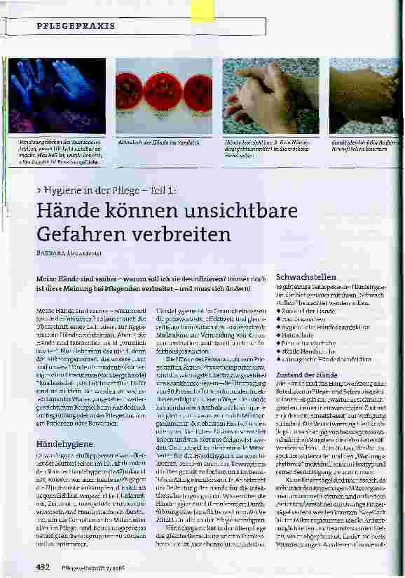 Vorschauseite 1: Hände können unsichtbare Gefahren verbreiten