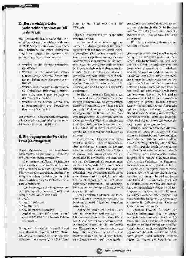 Vorschauseite 2: Chemische Desinfektion von harten OberflächenPrinzipien der Entwicklung neuer und der Bewertung bestehender Labortestmethoden
