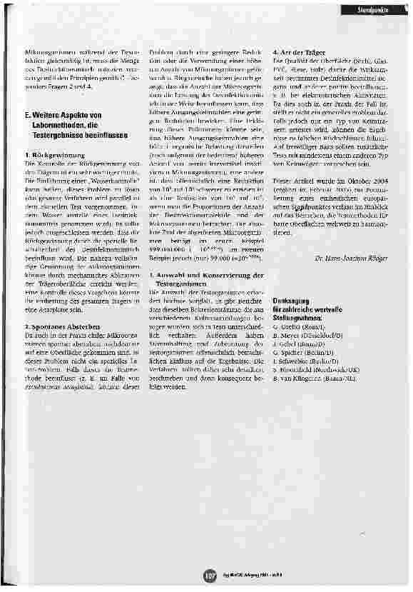 Vorschauseite 3: Chemische Desinfektion von harten OberflächenPrinzipien der Entwicklung neuer und der Bewertung bestehender Labortestmethoden