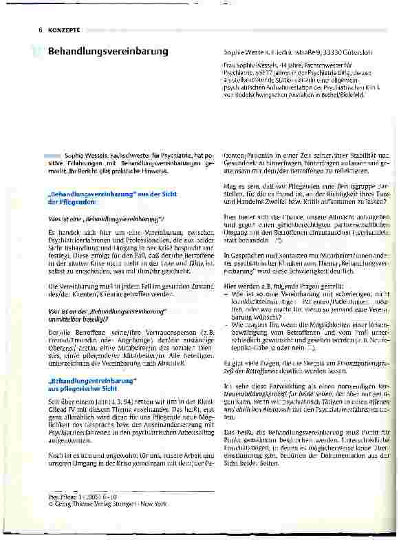 Vorschauseite 1: Behandlungsvereinbarung