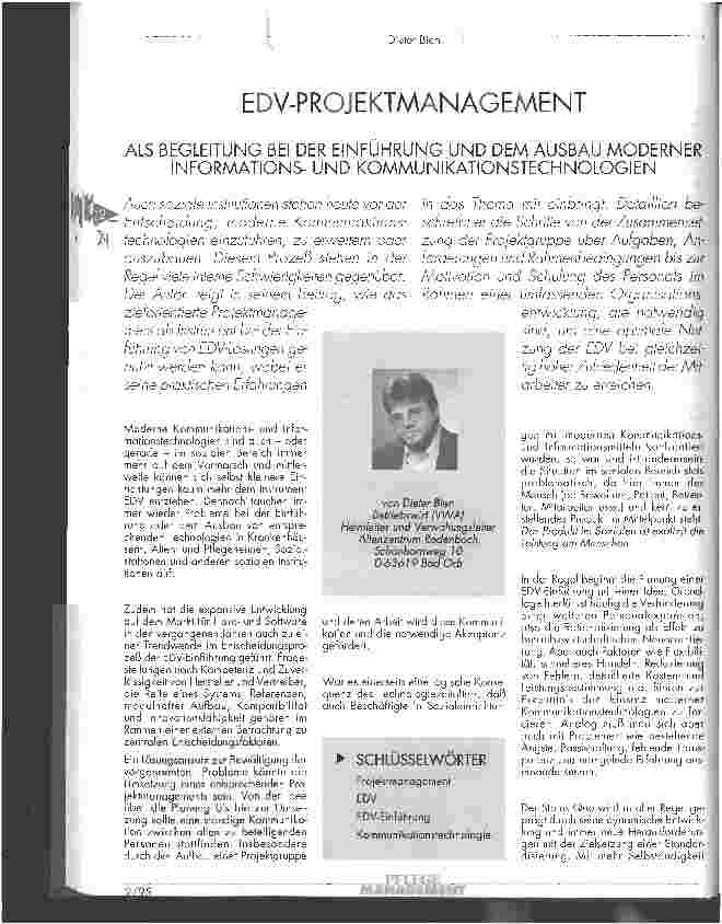 Vorschauseite 1: EDV-Projektmanagement Als Begleitung bei der Einführung und dem Ausbau moderner Informationsund Kommunikationstechnologien