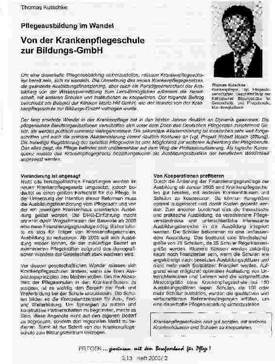 Vorschauseite 1: Von der Krankenpflegeschule zur Bildungs-GmbH