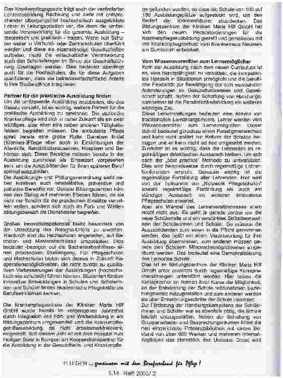 Vorschauseite 2: Von der Krankenpflegeschule zur Bildungs-GmbH
