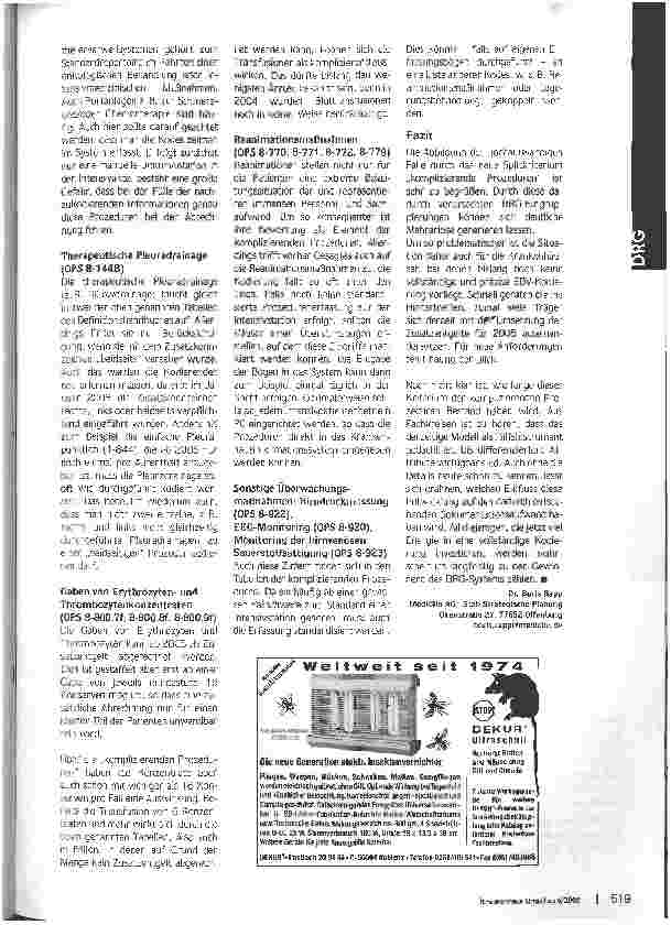 Vorschauseite 4: Arena der SchwergewichteDer neue Schweregradparameter Komplizierende Prozedur im DRG-System