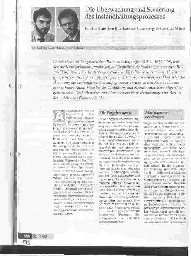 Vorschauseite 1: Die Überwachung des Instandhaltungsprozesses Fallstudie aus dem Klinikum der Gutenberg-Universität Mainz