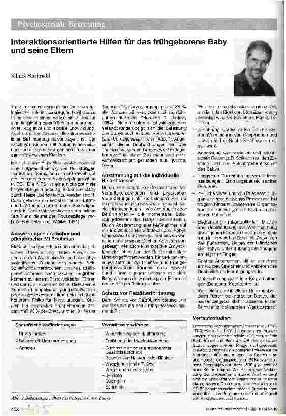 Vorschauseite 1: Interaktionsorientierte Hilfen für das frühgeborene Baby und seine Eltern