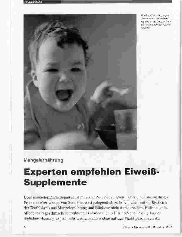Vorschauseite 1: MangelernährungExperten empfehlen Eiweiß Supplemente