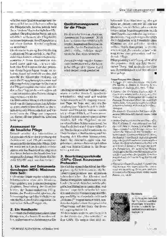 Vorschauseite 2: Präzision statt Schema F Klinentenbeurteilung und Pflegeplanung mit Resident Assessment Instrument
