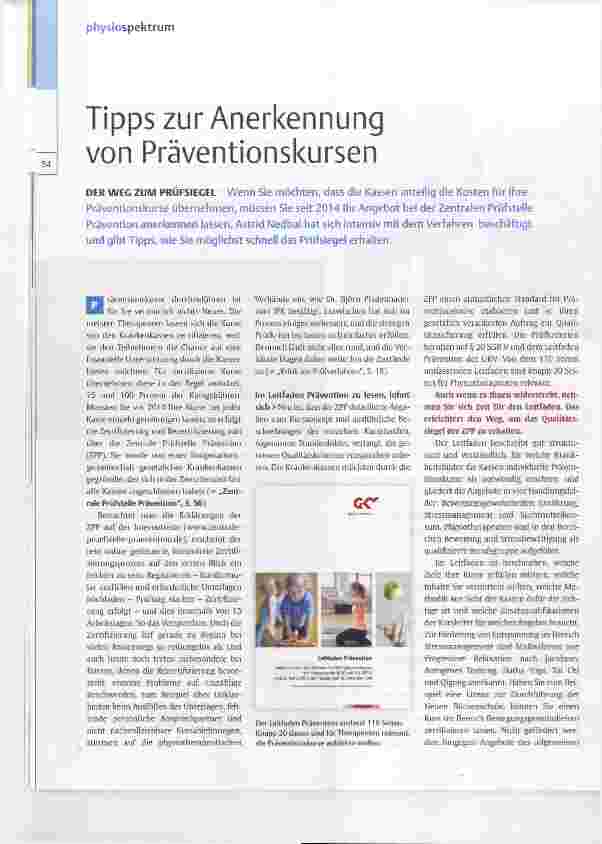 Vorschauseite 1: Tipps zur Anerkennung von Präventionskursen